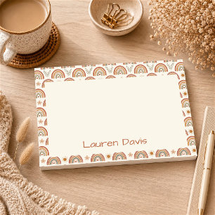 Personalized Boho Watercolor Rainbow Post-it Notes