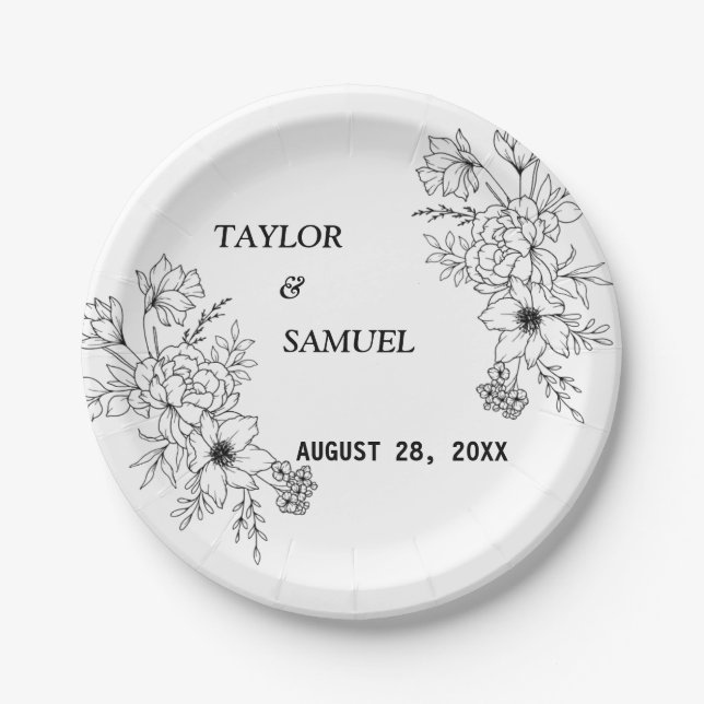 Personalized Boho Wedding Cocktail Paper  Paper Plates (Front)