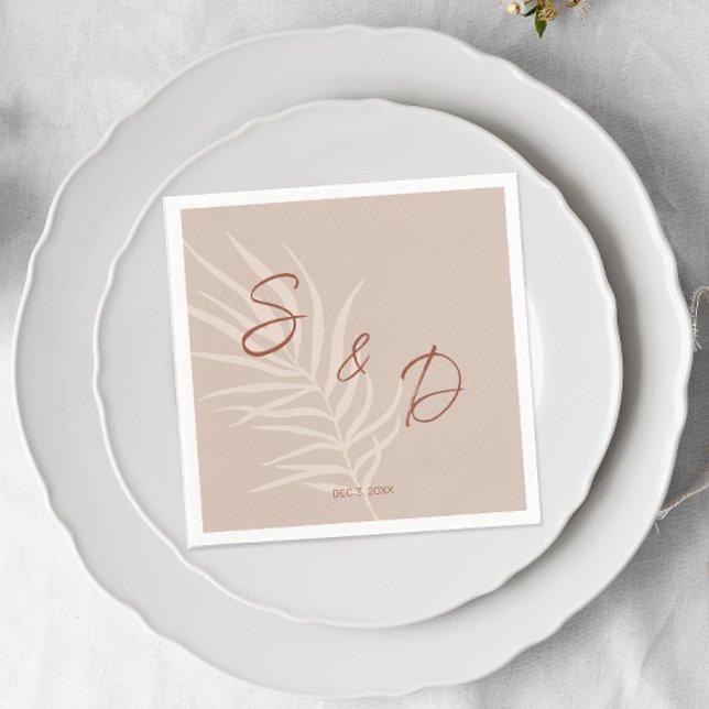 Personalized Boho Wedding Napkins (Monogrammed Boho Terracotta Napkins)
