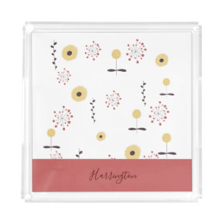 Personalized Boho Wildflower Acrylic Tray