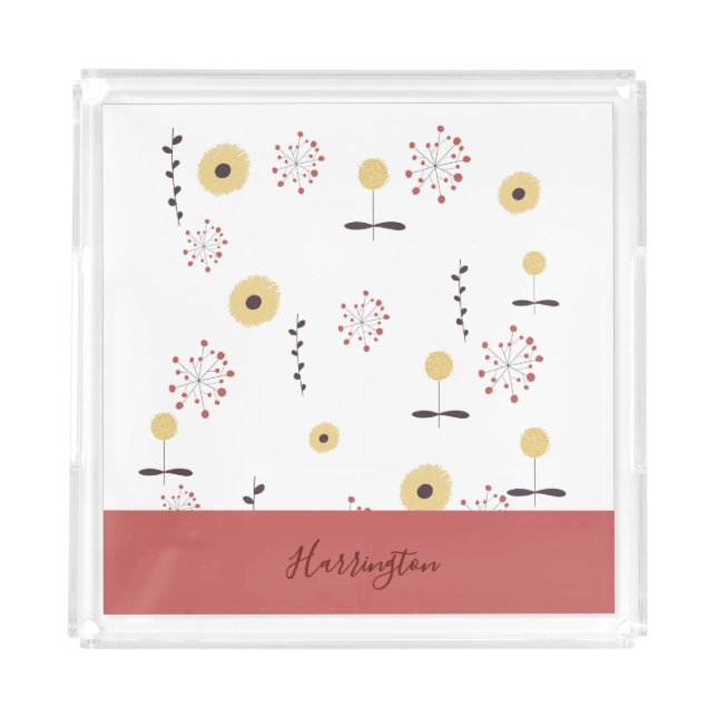 Personalized Boho Wildflower  Acrylic Tray (Front)