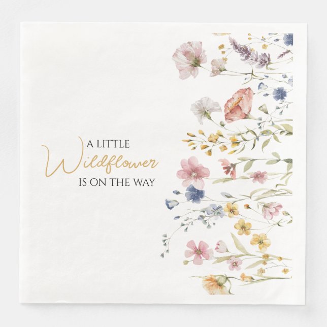 Personalized Boho Wildflower Baby Shower Paper Dinner Napkins (Front)