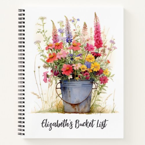 Personalized Boho Wildflower Bucket List Notebook