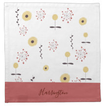 Personalized Boho Wildflower Cloth Napkin