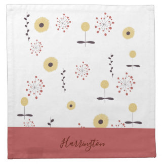 Personalized Boho Wildflower Cloth Napkin