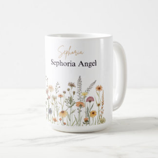 Personalized Boho Wildflower Mug |Custom Name Mug