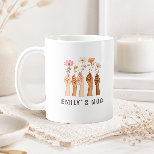 Personalized Boho Wildflower Mug with Name  (Personalized Boho Wildflower Mug with Name)