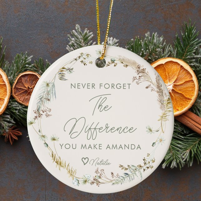 Personalized Boho Wildflower Thank You Christmas Ceramic Ornament (Creator Uploaded)