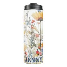 Personalized Boho Wildflowers Thermal Tumbler