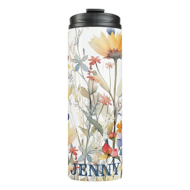 Personalized Boho Wildflowers Thermal Tumbler (Front)