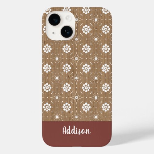 Personalized boho wood floral phone case