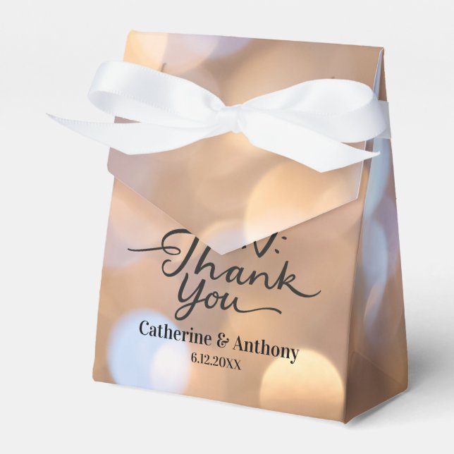 Personalized Bokeh Wedding Thank You Favor Boxes (Front Side)