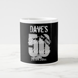 Personalized Bold Black 50 Any Birthday Giant Coffee Mug