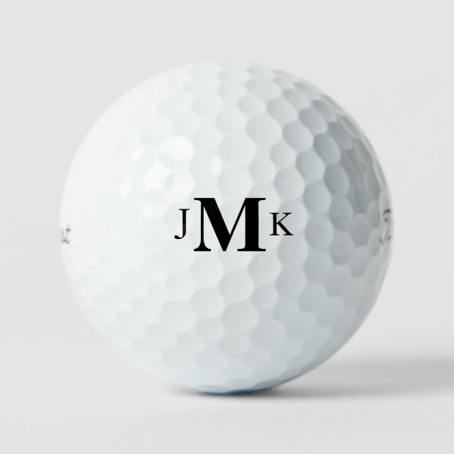 Personalized Bold Black Monogram Titleist Pro VI Golf Balls (Front)