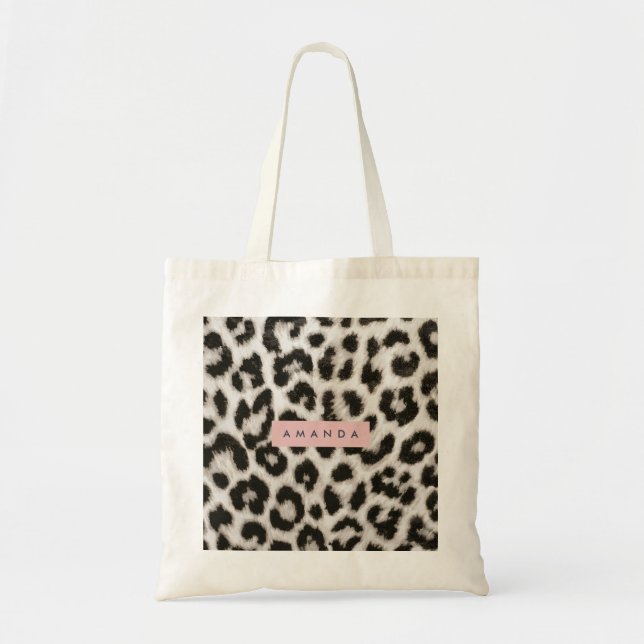 Personalized Bold Black & White Leopard Print  Tote Bag (Front)