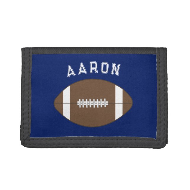  Personalized Bold Blue Football Wallet Gift (Front)