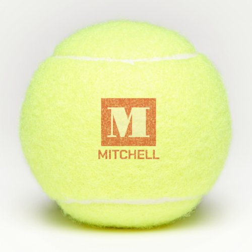 Personalized Bold Initial Clay Court Monogram Name Tennis Balls