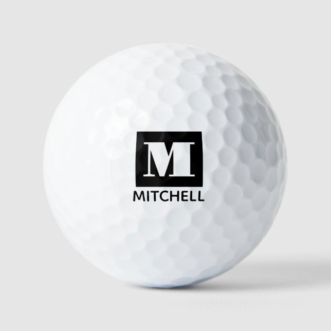 Personalized Bold Initial Letter Monogram Name Golf Balls (Front)