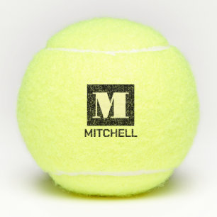 Personalized Bold Initial Letter Monogram Name Tennis Balls