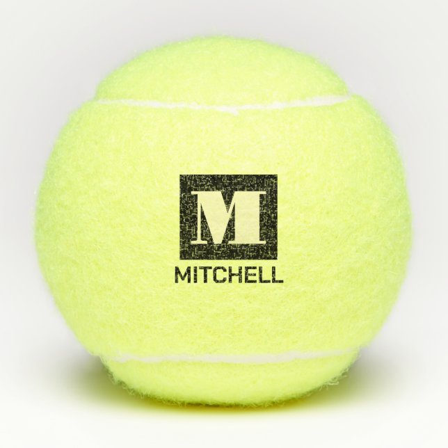 Personalized Bold Initial Letter Monogram Name Tennis Balls (Front)