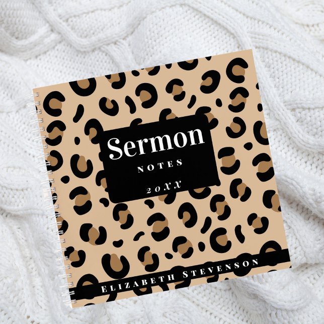 Personalized Bold Leopard Print Sermon Notes  Notebook (Creator Uploaded)