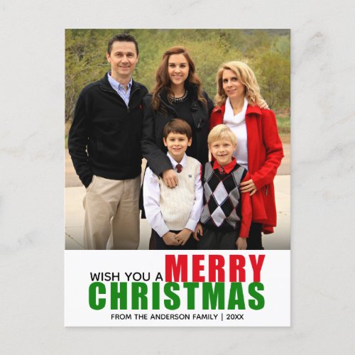 Personalized Bold Merry Christmas Photo Postcard