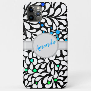 Personalized bold modern flowers blue teal ombre iPhone 11 pro max case