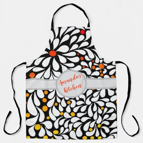 Personalized Bold modern flowers warm ombre print  Apron