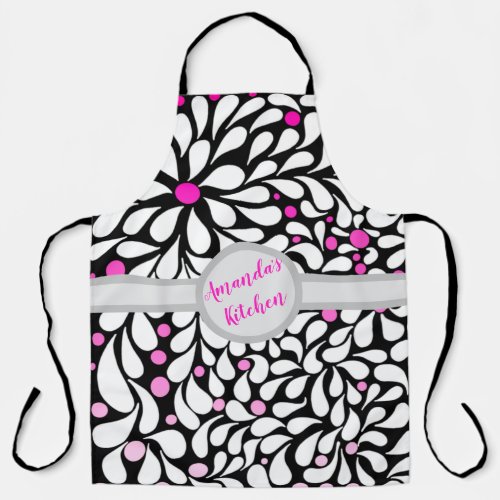 Personalized Bold modern flowers with pink ombre  Apron