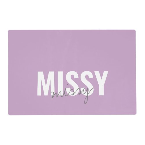 Personalized Bold Pink Trendy Lilac Decor Pet Dog Placemat