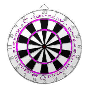 Personalized Bold Purple Fushia B&W Custom Text Dart Board