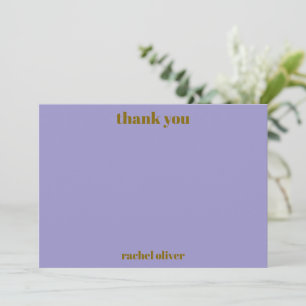 Personalized Bold Purple Gold Modern Bat Mitzvah Thank You Card