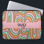 Personalized Bold Retro Abstract Wavy Lines  Laptop Sleeve<br><div class="desc">Boho 70's style abstract pink orange green wavy lines laptop case. A 60's and 70's style vibe.</div>