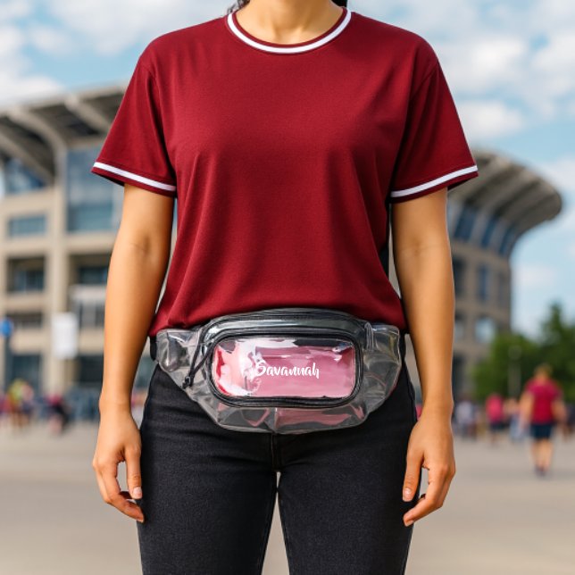 Personalized Bold White Script Name  Clear Fanny Pack (Insitu (Stadium))