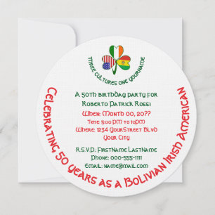 Personalized Bolivian Shamrock Flag Birthday Party Invitation