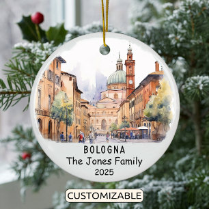 Personalized Bologna Ornament, Italy Ceramic Ornament