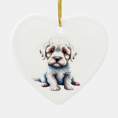 Personalized Bolognese Puppy Ceramic Ornament