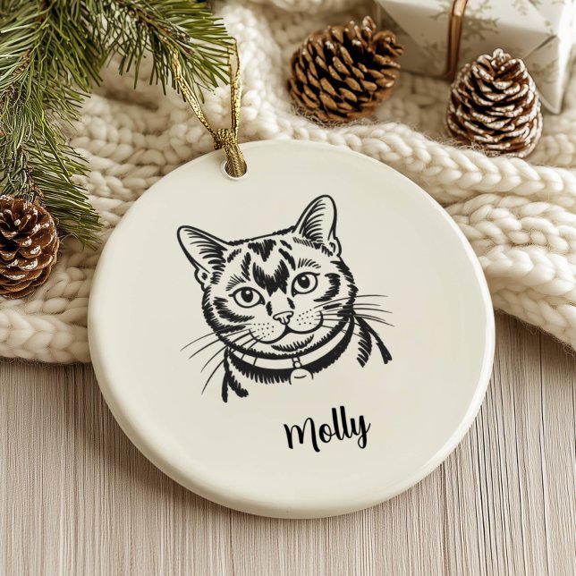 Personalized Bombay Cat Christmas Ceramic Ornament (Creator Uploaded)