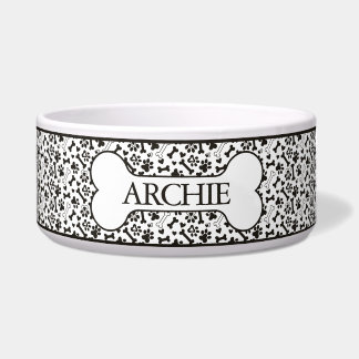 Personalized Bone Dog Name Bowl