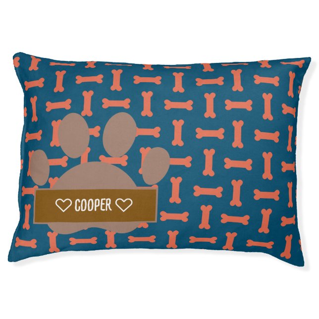 Personalized Bone Pattern Dog Bed (Front)