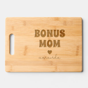 Personalized Bonus Mom Custom Name Engraved Cutting Board