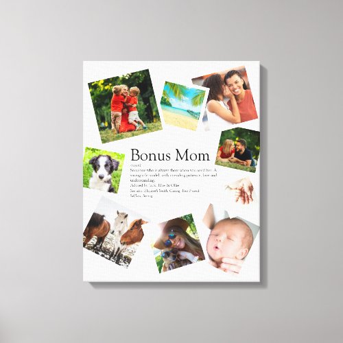 Personalized Bonus Mom Definition 9 Photo Collage Canvas Print