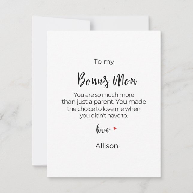 Personalized Bonus Mom Mother's Day  Holiday Card (Front)