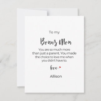 Personalized Bonus Mom Mother's Day Holiday Card