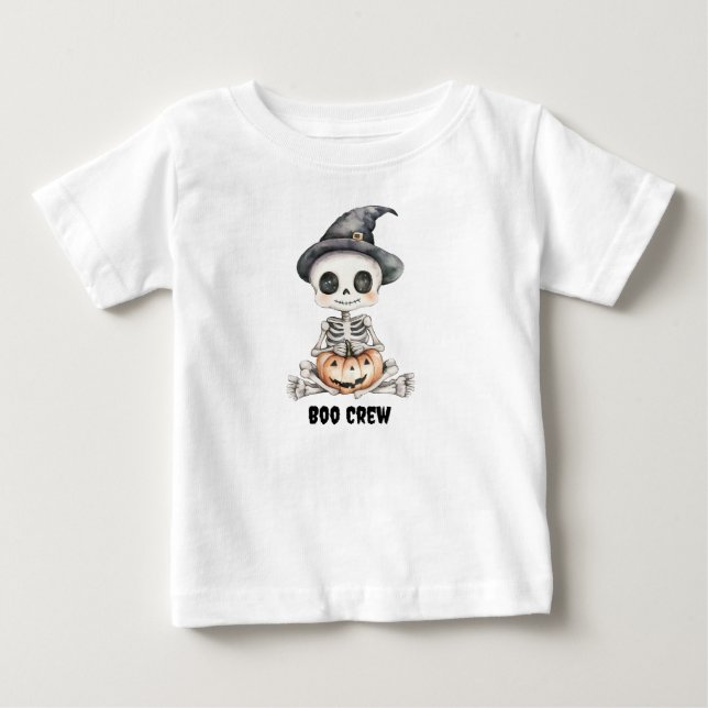 Personalized "Boo Crew" T-Shirt with Cute Skeleton (Front)