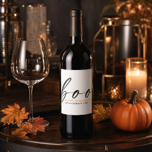 Personalized Boo Happy Halloween White Wine Label