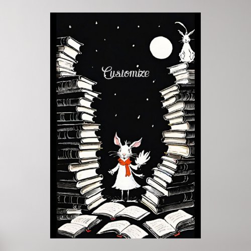Personalized Book Bunny Poster