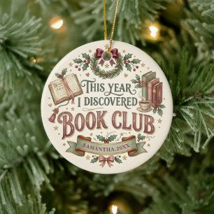 Personalized Book Club Christmas Ornament
