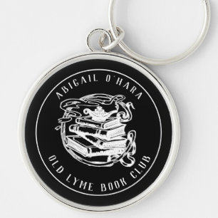 Personalized book club emblem black vintage keychain