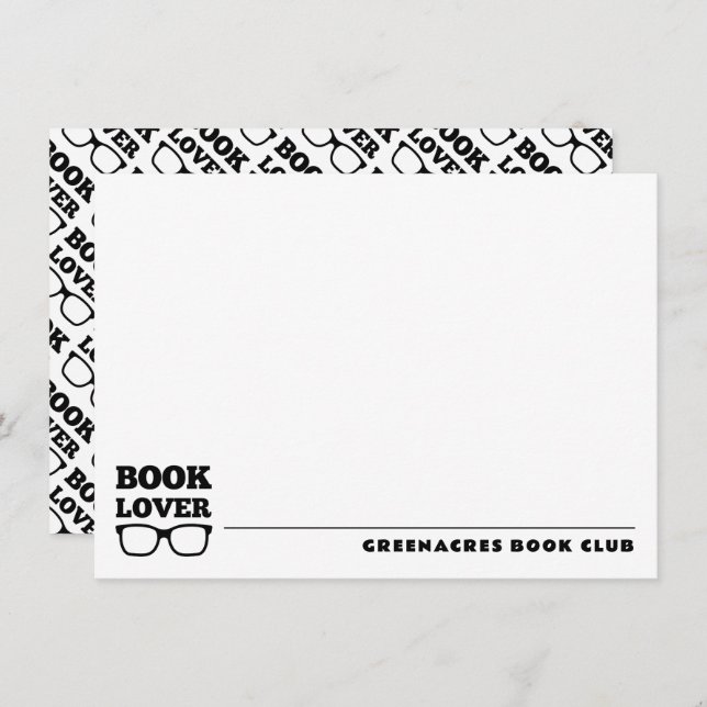 Personalized Book Club Flat Note Card (Front/Back)